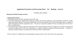 Application Procedures and Processing Times for Banking Services