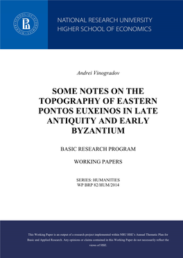 Some Notes on the Topography of Eastern Pontos Euxeinos in Late Antiquity and Early