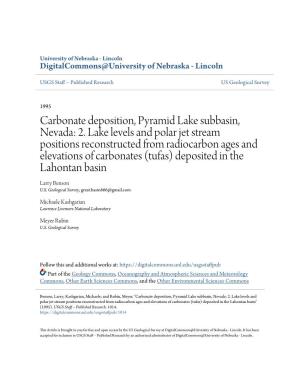 Carbonate Deposition, Pyramid Lake Subbasin, Nevada: 2