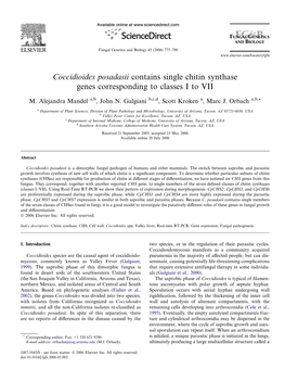 Coccidioides Posadasii Contains Single Chitin Synthase Genes Corresponding to Classes I to VII