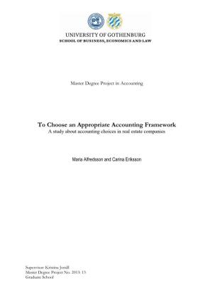 To Choose an Appropriate Accounting Framework a Study About Accounting Choices in Real Estate Companies