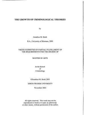 The Growth of Criminological Theories