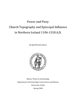 Church Topography and Episcopal Influence in Northern Iceland 1106‐1318 AD
