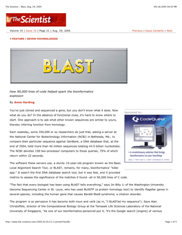 The Scientist :: Blast, Aug. 29, 2005 09/18/2005 04:42 PM
