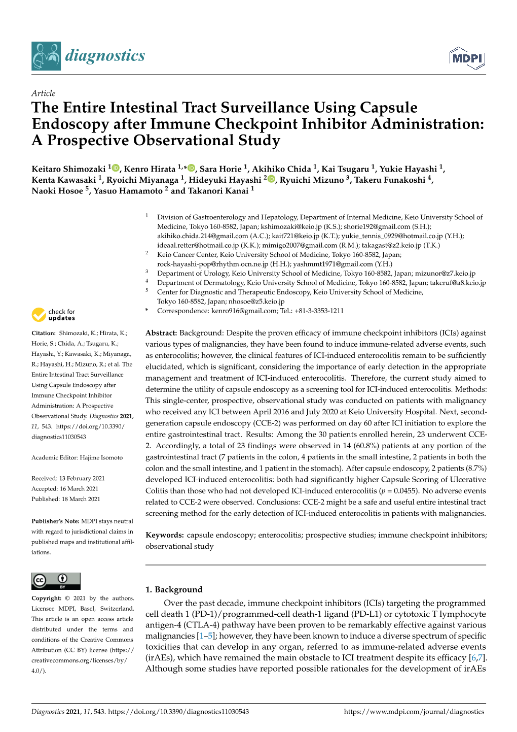 The Entire Intestinal Tract Surveillance Using Capsule Endoscopy After Immune Checkpoint Inhibitor Administration: a Prospective Observational Study