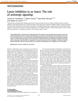 Latent Inhibition in an Insect: the Role of Aminergic Signaling
