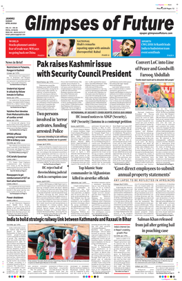 Pak Raises Kashmir Issue with Security Council President