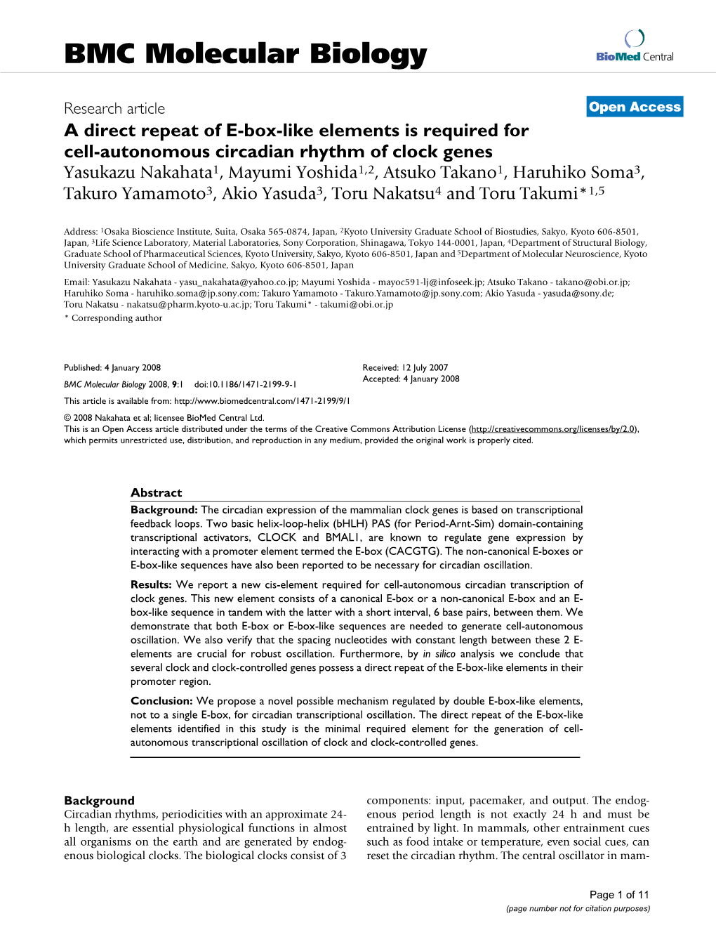 BMC Molecular Biology Biomed Central