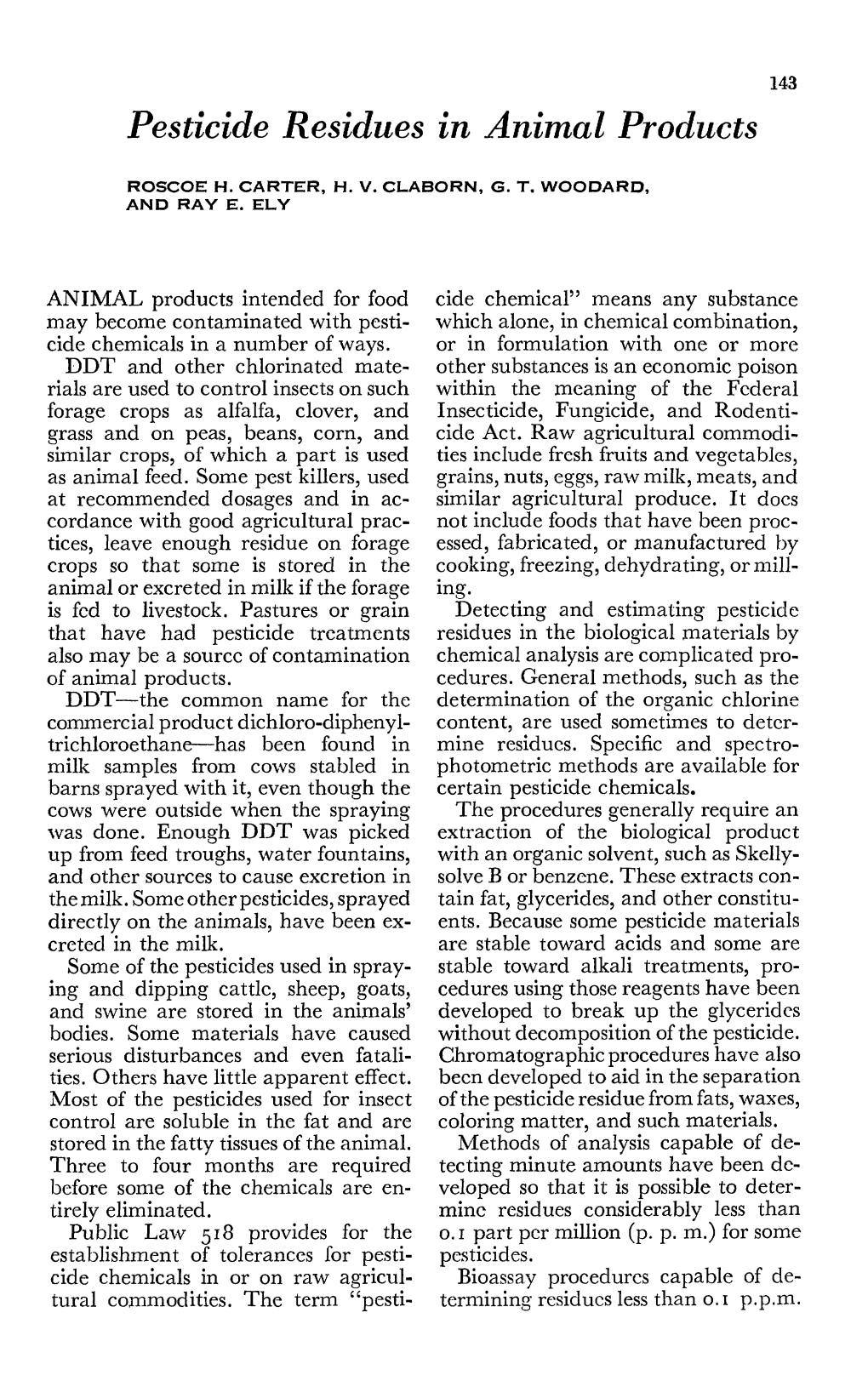 Pesticide Residues in Animal Products