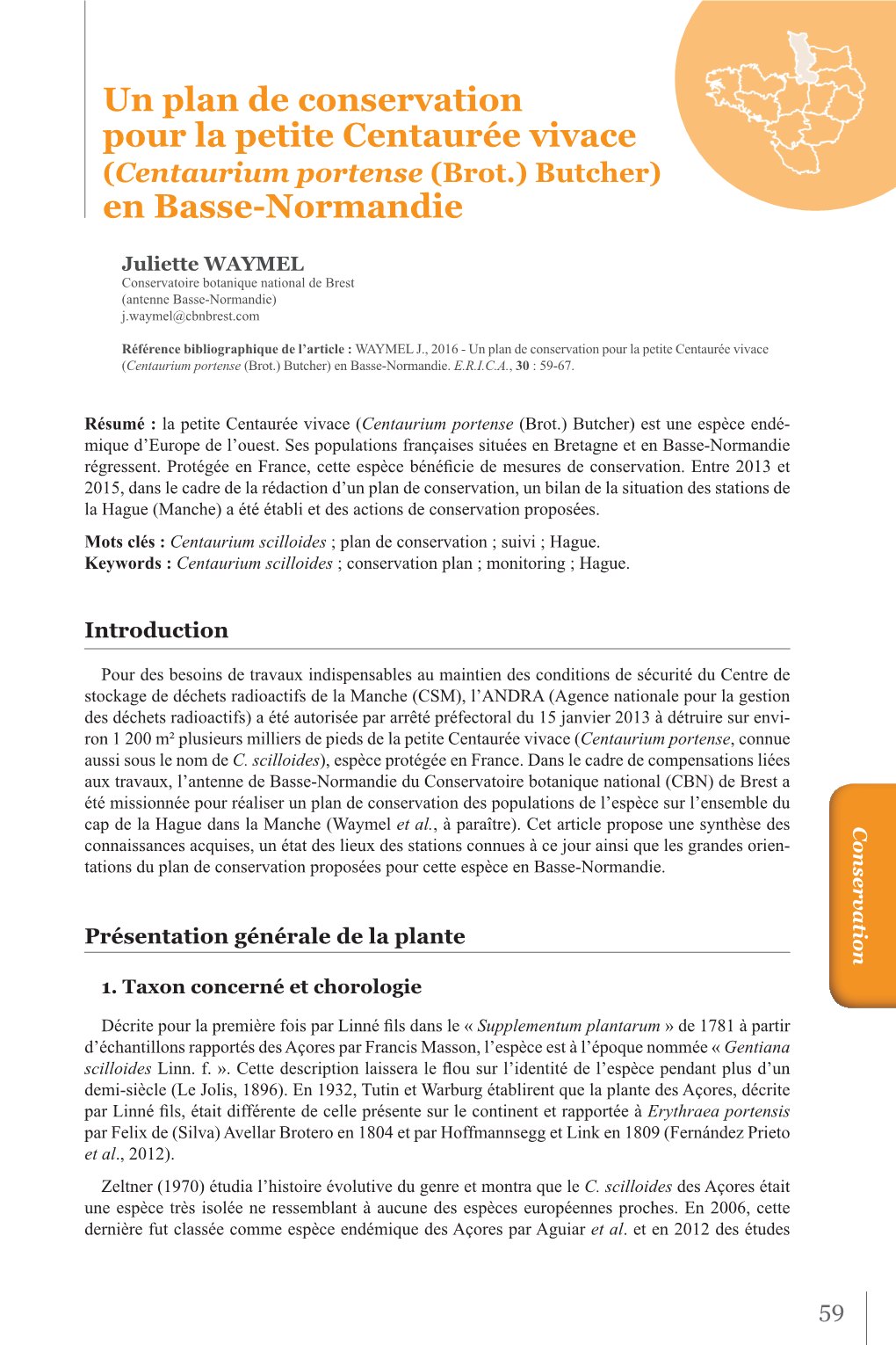 Un Plan De Conservation Pour La Petite Centaurée Vivace En Basse