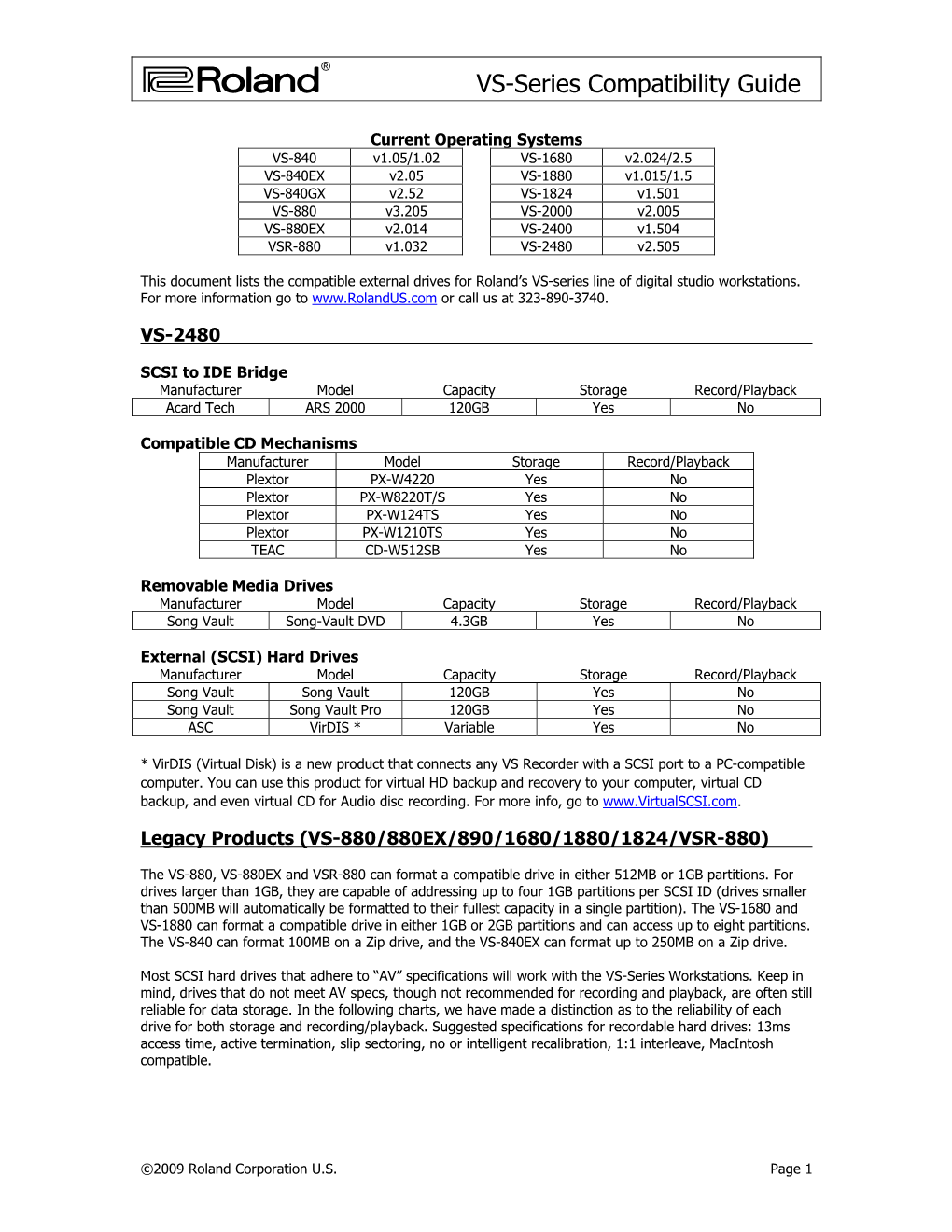 VS-Series Compatibility Guide