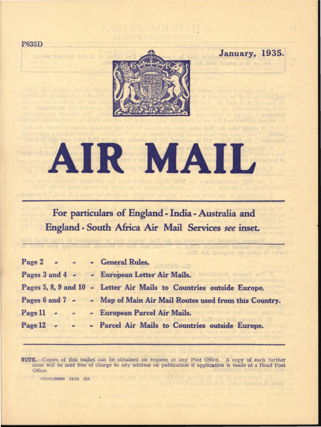 South Africa Air Mail Services See Inset