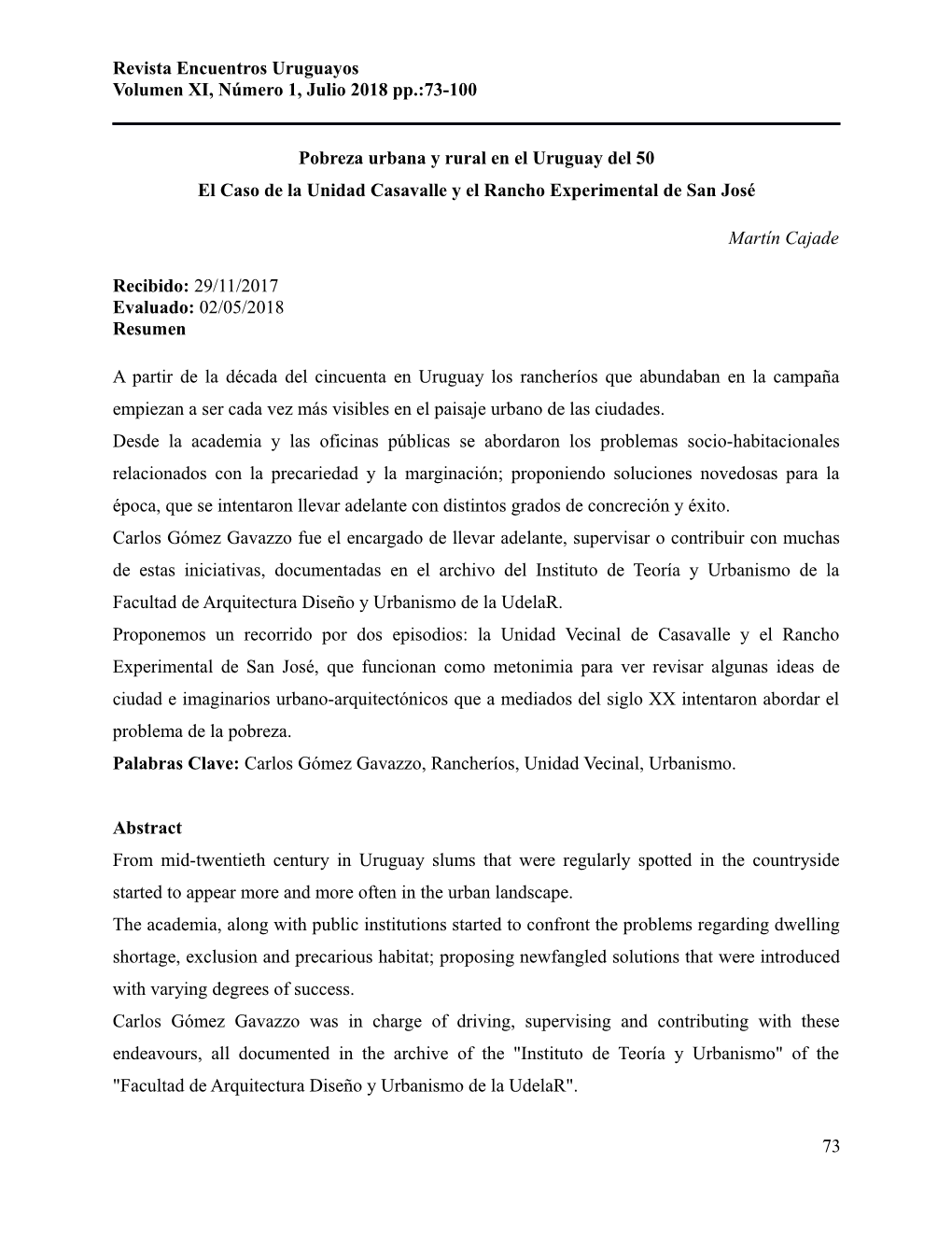 73-100 Pobreza Urbana Y Rural En El Uruguay Del 50 El Caso De