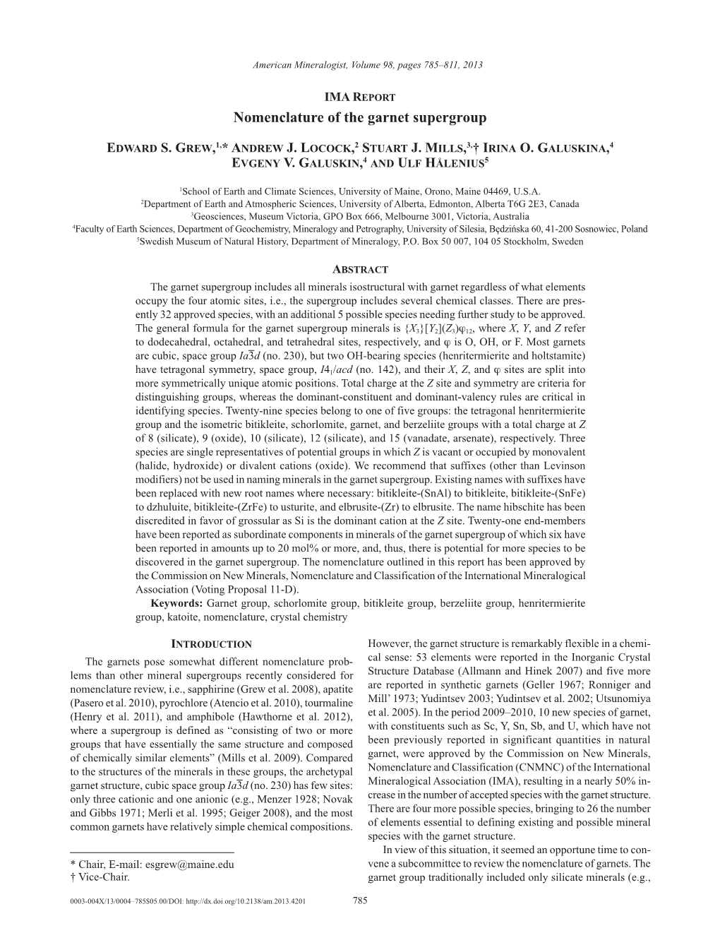 Nomenclature of the Garnet Supergroup