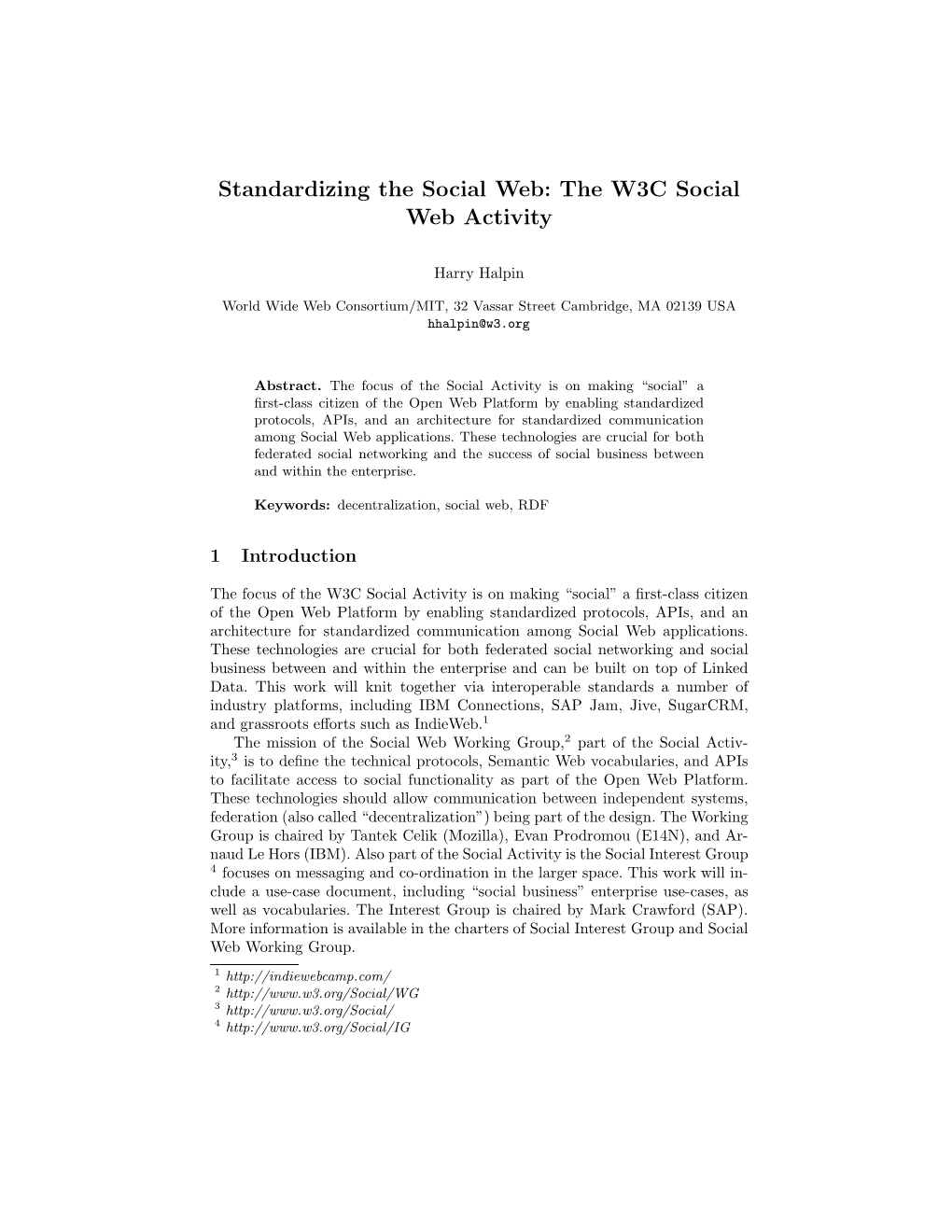 The W3C Social Web Activity