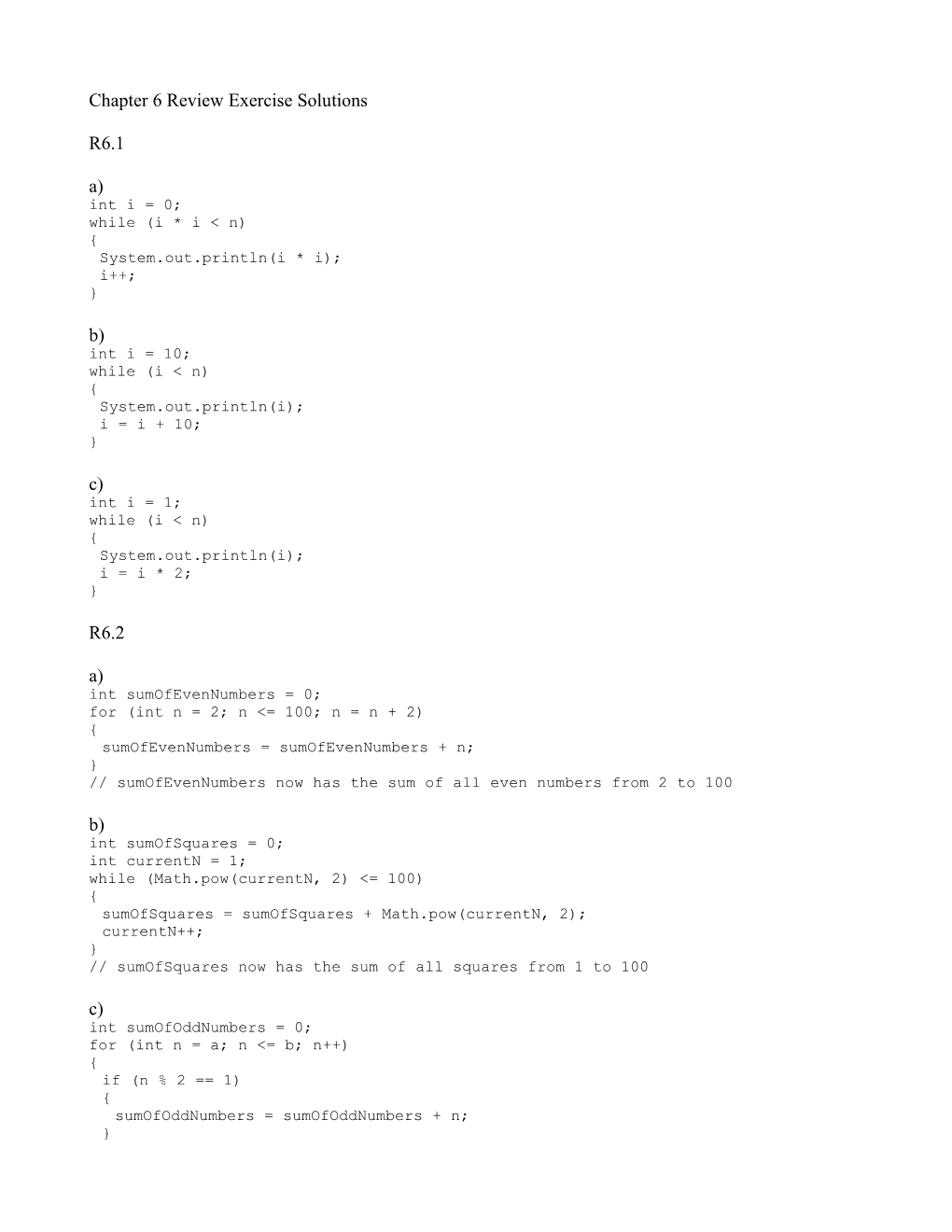 Chapter 6 Review Exercise Solutions