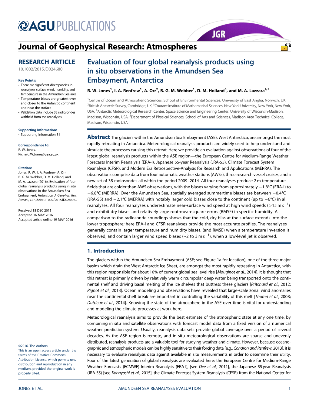 Evaluation of Four Global Reanalysis Products Using in Situ Observations