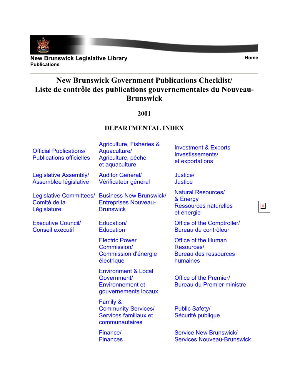 New Brunswick Legislative Library Home Publications