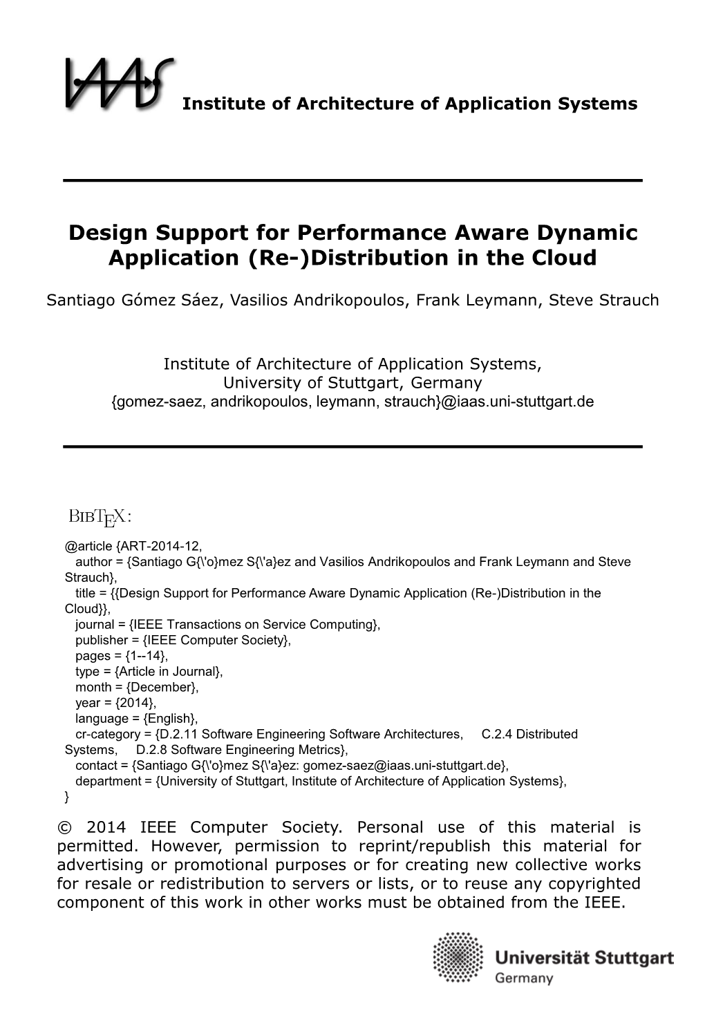 Design Support for Performance Aware Dynamic Application (Re-)Distribution in the Cloud