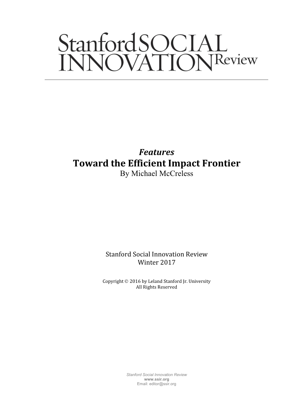 Toward the Efficient Impact Frontier by Michael Mccreless