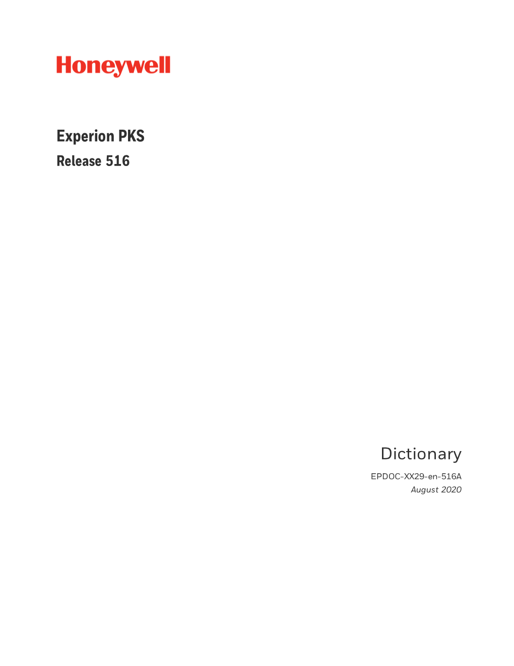 Experion PKS Dictionary