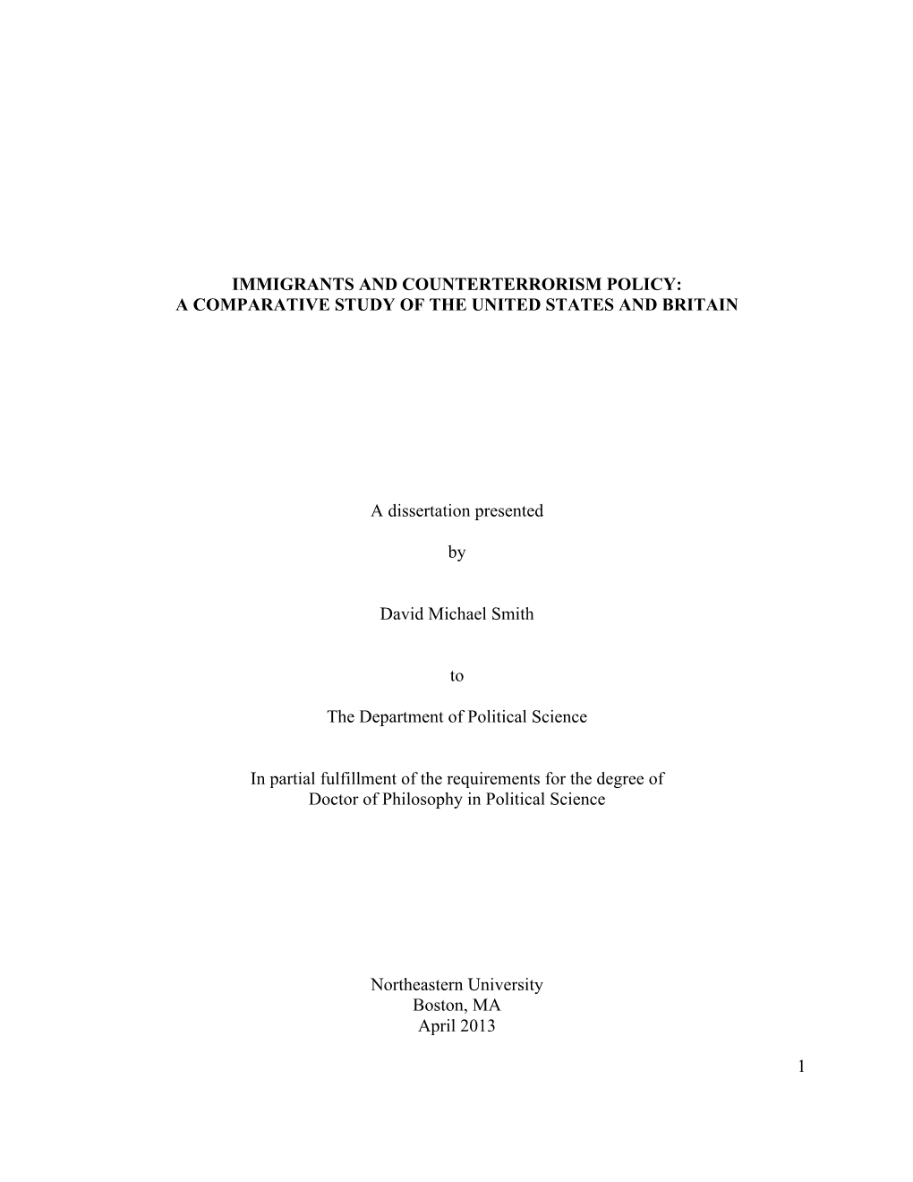 Immigrants and Counterterrorism Policy: a Comparative Study of the United States and Britain