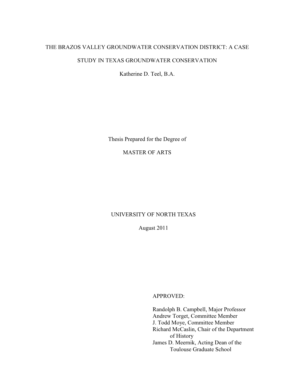 The Brazos Valley Groundwater Conservation District: a Case