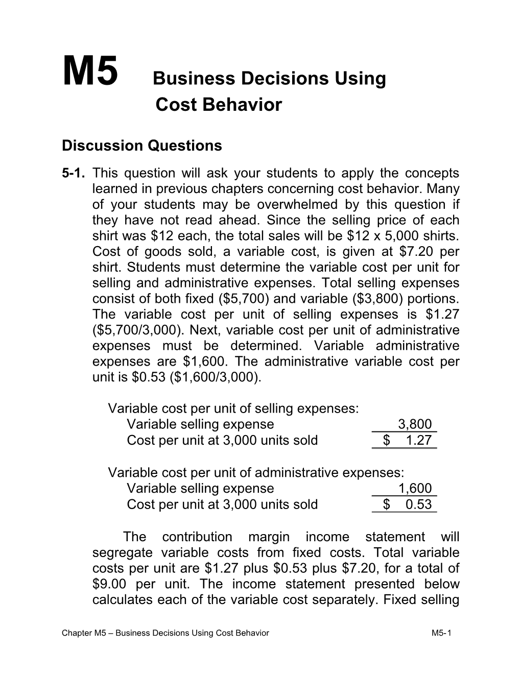 M5 Business Decisions Using