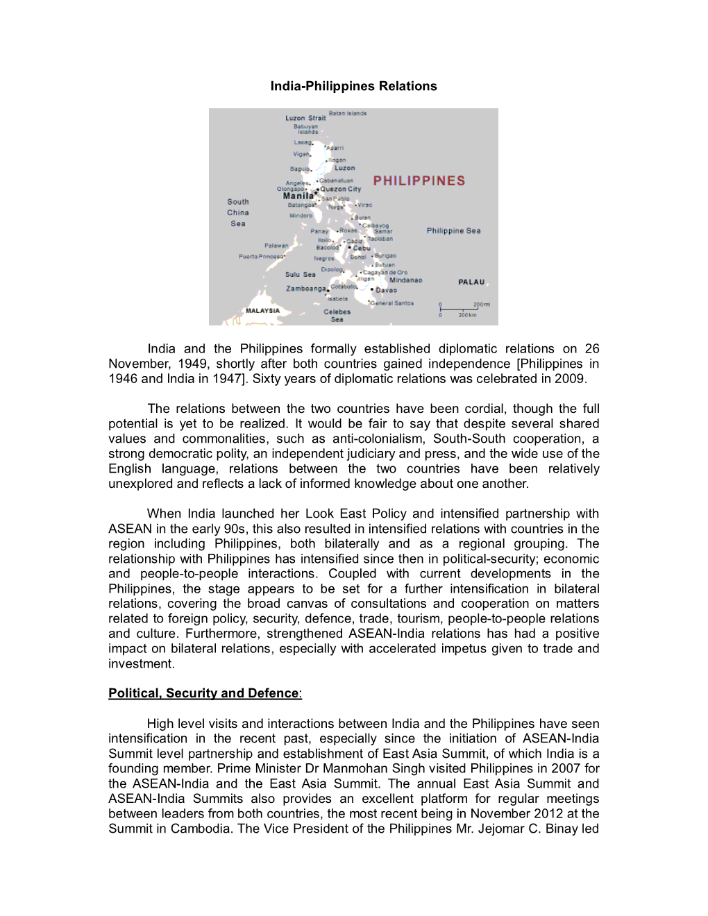 India-Philippines Relations India and the Philippines Formally Established