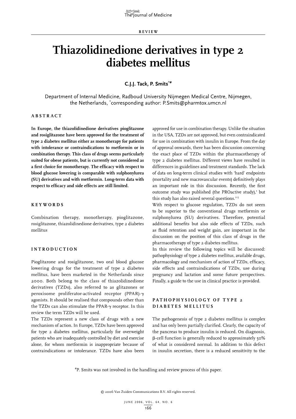 Thiazolidinedione Derivatives in Type 2 Diabetes Mellitus