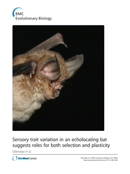 Sensory Trait Variation in an Echolocating Bat Suggests Roles for Both Selection and Plasticity Odendaal Et Al