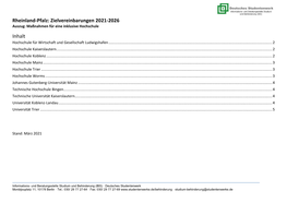 Rheinland-Pfalz: Zielvereinbarungen 2021-2026 Inhalt