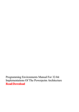 Programming Environments Manual for 32-Bit Implementations