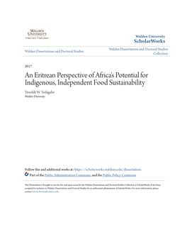 An Eritrean Perspective of Africa's Potential for Indigenous, Independent Food Sustainability Tewelde W