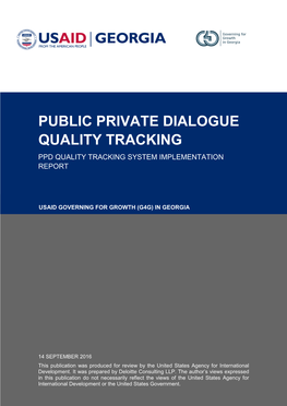 Public Private Dialogue Quality Tracking Ppd Quality Tracking System Implementation Report
