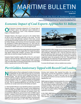 Economic Impact of Coal Exports Approaches $1 Billion Pier 6