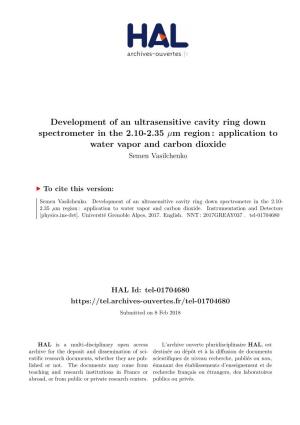 Development of an Ultrasensitive Cavity Ring Down Spectrometer in the 2.10-2.35 Μm Region : Application to Water Vapor and Carbon Dioxide Semen Vasilchenko