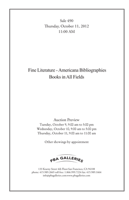 Americana Bibliographies Books in All Fields