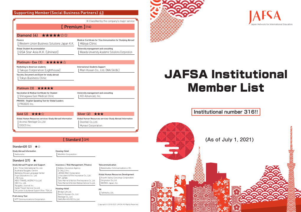 JAFSA Institutional Member List