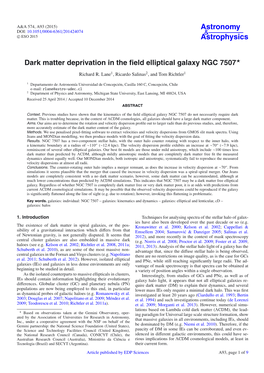 Dark Matter Deprivation in the Field Elliptical Galaxy NGC 7507⋆