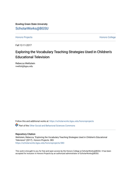 Exploring the Vocabulary Teaching Strategies Used in Children's Educational Television