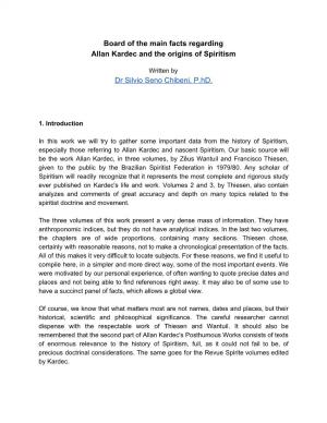 Board of the Main Facts Regarding Allan Kardec and the Origins of Spiritism