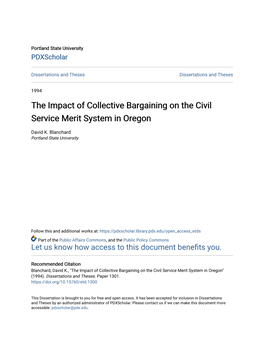 The Impact of Collective Bargaining on the Civil Service Merit System in Oregon