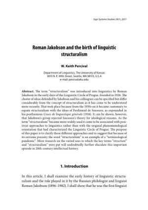 Roman Jakobson and the Birth of Linguistic Structuralism