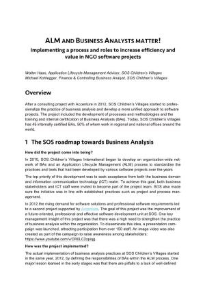 Overview 1 the SOS Roadmap Towards Business Analysis
