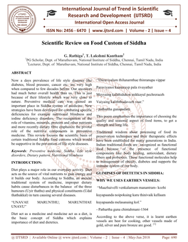 International Research Scientific Review on Foo International Journal of Trend in Scientific Research and Development (IJTSRD)