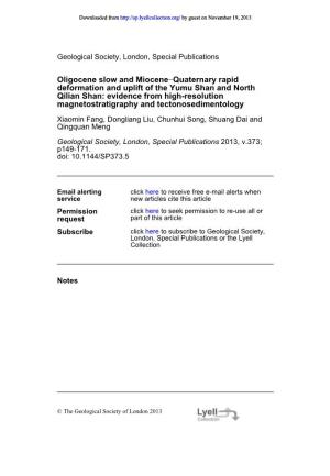 Magnetostratigraphy and Tectonosedimentology Qilian Shan