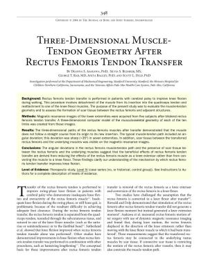 Tendon Geometry After Rectus Femoris Tendon Transfer by DEANNA S