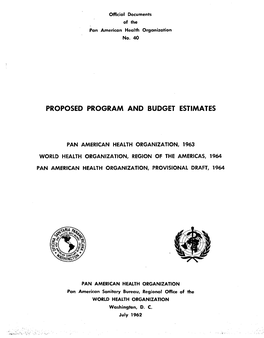 Proposed Program and Budget Estimates