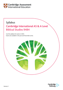 Syllabus Cambridge International AS & a Level Biblical Studies 9484